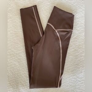 Aerie OFFLINE Brown with Light Pink Stitching High Waisted 7/8 Leggings - XS